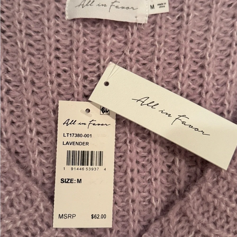 All in Favor Shaker Stitch Crop Knit V-Neck Cardigan Lavender‎